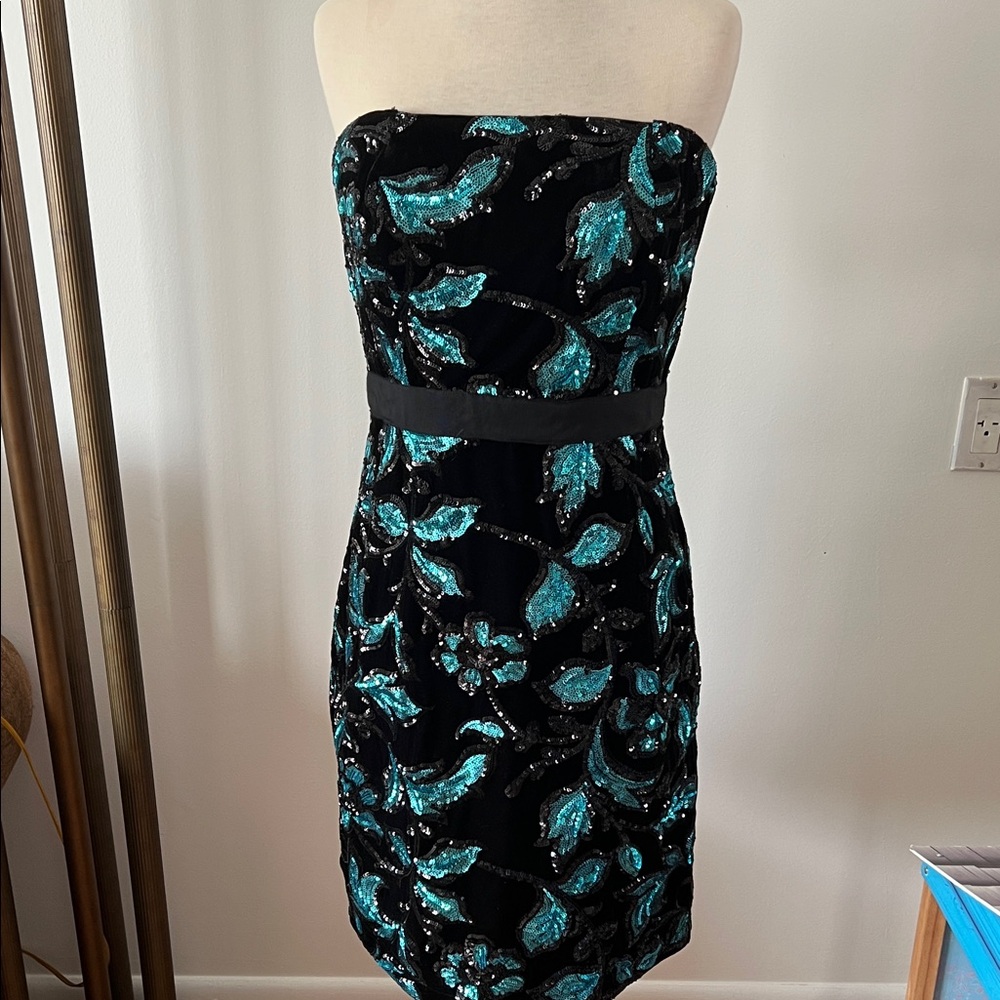 Sam Edelman strapless black velvet sequin dress NWT